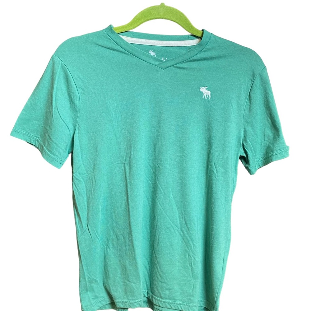 Abercrombie Kids Youth Green T-Shirt White Moose Logo Short Sleeve Size 15/16